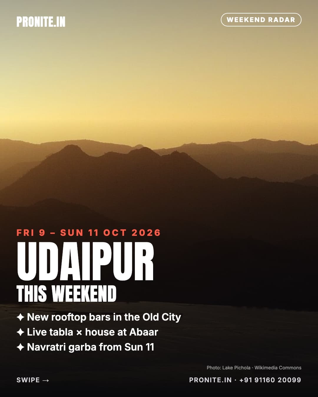 Udaipur this weekend: new openings, must-visits & party radar (9–11 Oct 2026)